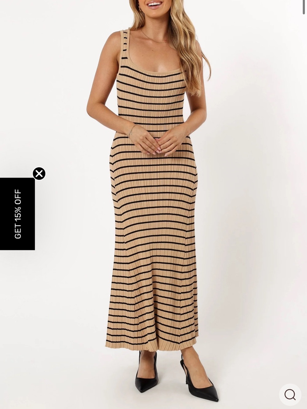 Petal & Pup Cream Henry Striped Midi Maternity Dress - Picture 7 of 9